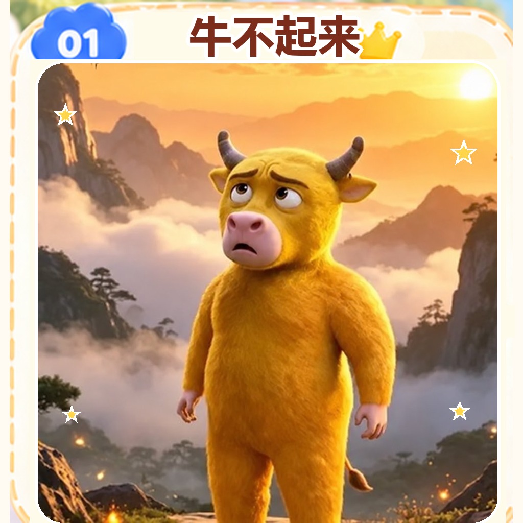 牛不起来拼豆卡封面